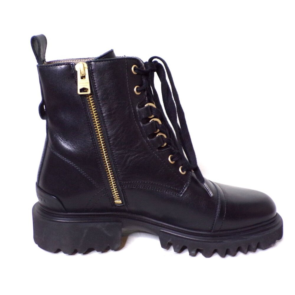 ๐ ALL SAINTS Lydia Ankle Moto Combat Boot 8 Black - Picture 9 of 14